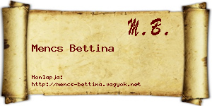 Mencs Bettina névjegykártya